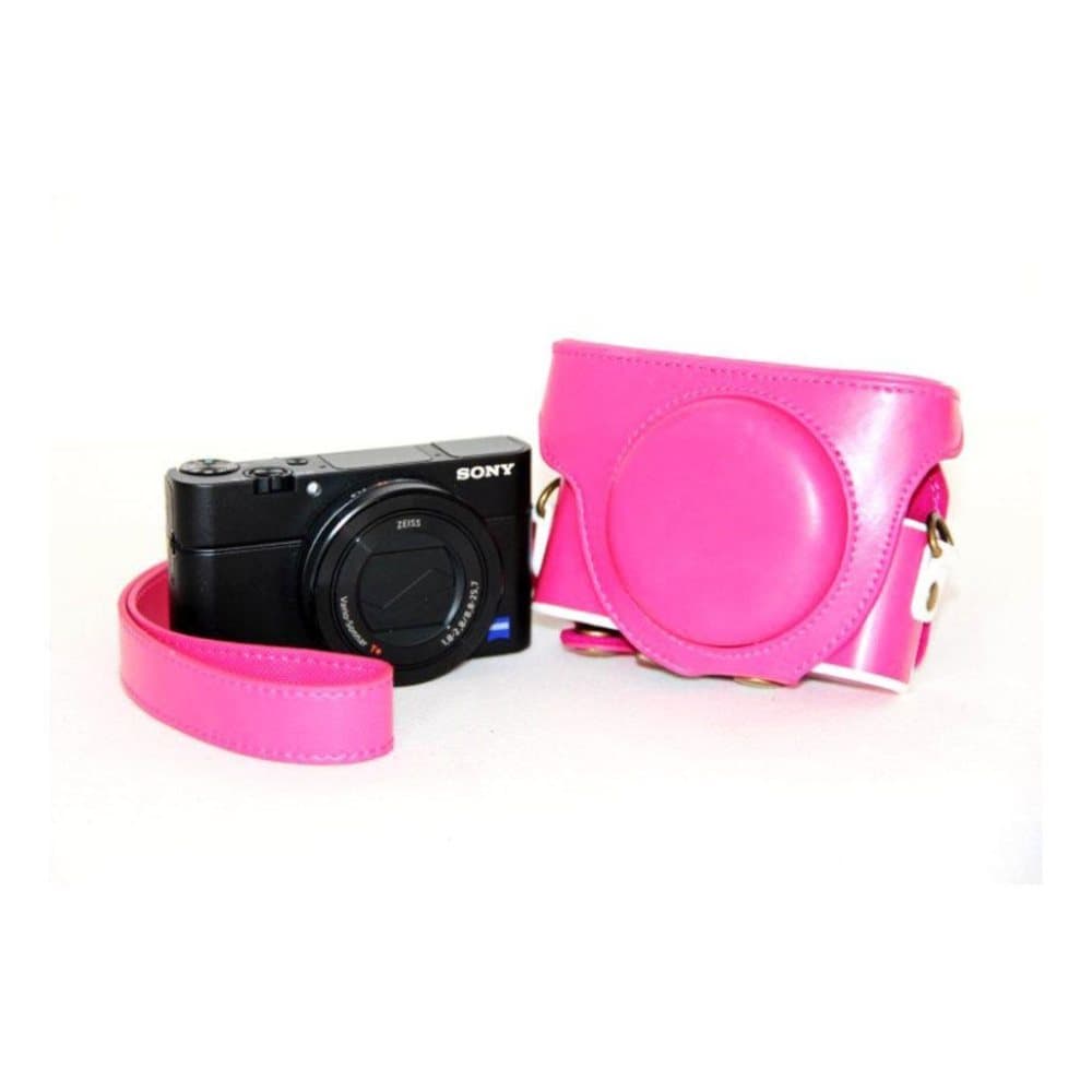 Sony DSC-RX100 Mark III IV M3 M4 Läder skydd - Rosa