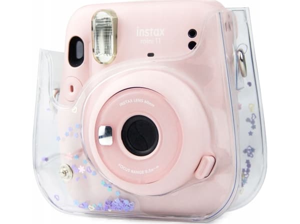 LoveInstant Instax Mini 11 etui / transparent lilla paljetter