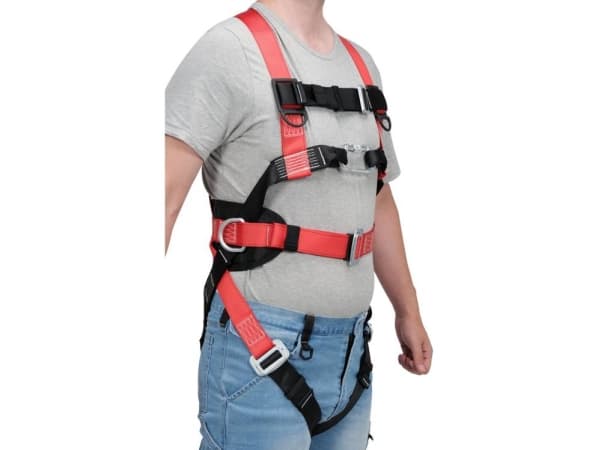 Yato YT-74220, Helkroppssele, EN 361:2002, EN 358:2018, Svart, Röd, Öljett, Sidosläppspänne, Polyester, 5 År