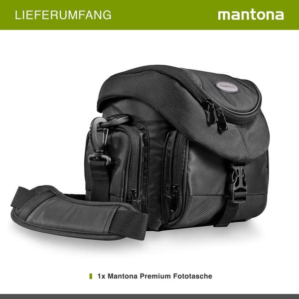 Kameraväska - Mantona - Premium - Svart - 2 fack - Axelrem