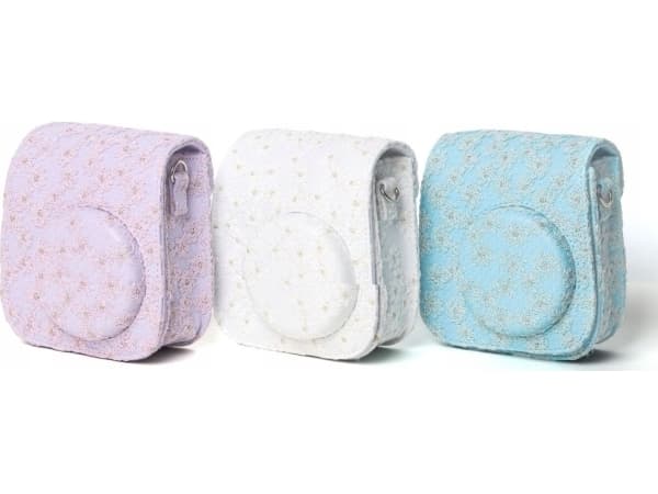 LoveInstant Fodral Case för FujiFilm Fuji INSTAX Mini 11 / Broderi Vita blommor