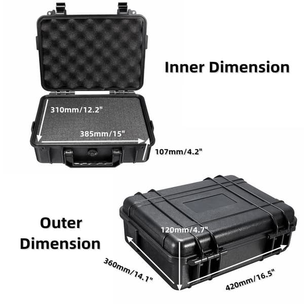 Vandtæt kamerataske med skum, 42 x 36 x 12 cm - universal udendørs kamerataske dronebeskyttende etui