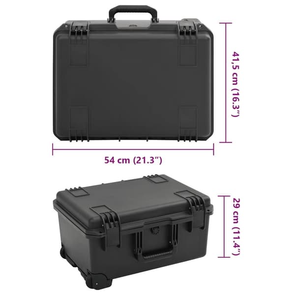 vidaXL Bærbar flykasse svart 54x41,5x29 cm PP