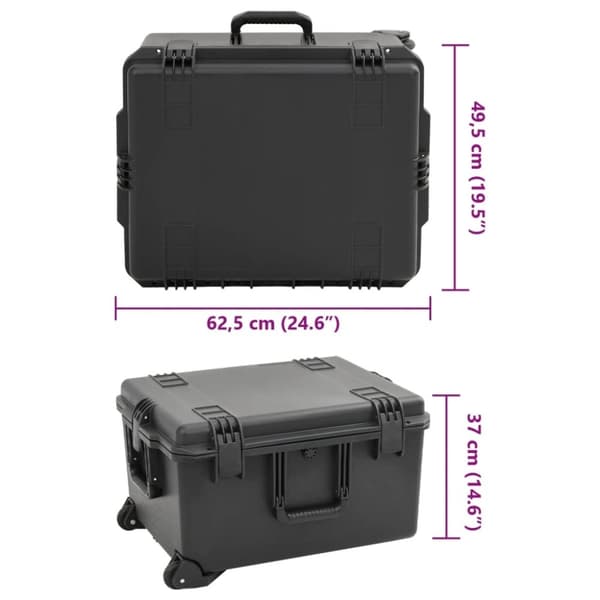 vidaXL transportabel flightcase 62,5x49,5x37 cm PP sort