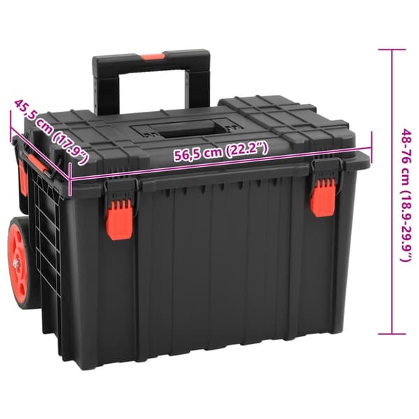 vidaXL transportabel flightcase 56,5x45,5x48 cm PP sort