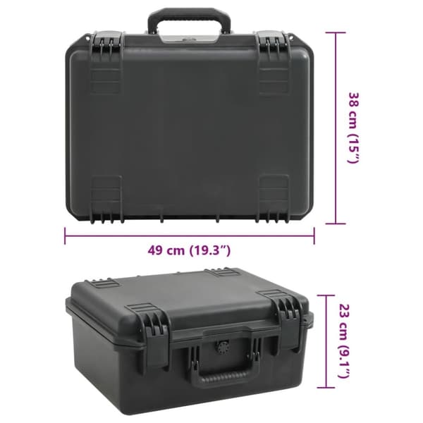 vidaXL Bærbar flykasse svart 49x38x23 cm PP