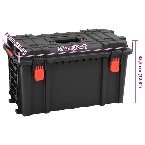 vidaXL Bærbar flykasse svart 57x35x32,5 cm PP