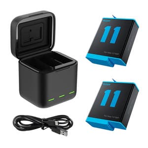 Telesin 3-slot opladerboks til GoPro Hero 9 / Hero 10 / Hero 11 / Hero 12 + 2 batterier (GP-BNC-901)