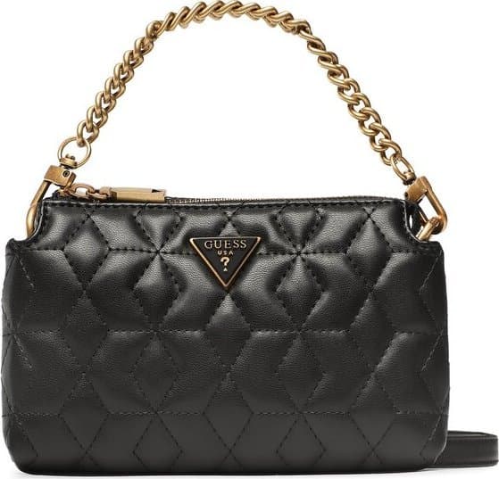 Guess, Elenia, Sintetinė oda, Mini, Tekstilinis Crossbody Bag, juodas, QB867772, Moterims Moterims