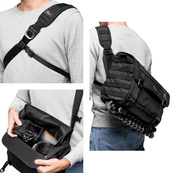 Messenger kameraväska - Lowepro - ProTactic MG 160 AW II - Svart - Datorfack - Justerbar rem