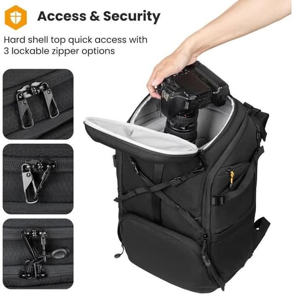Kameraryggsäck - TARION - HX-XL - Vattentät - Fack för 15,6'' dator - 2 i 1