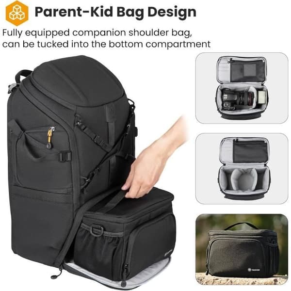 Kameraryggsäck - TARION - HX-XL - Vattentät - Fack för 15,6'' dator - 2 i 1