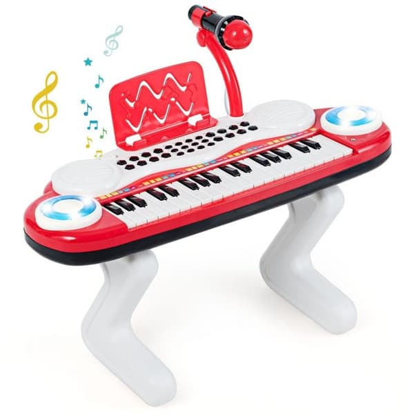 Børns Elektronisk Keyboard, 37 tangenter, 48x20x38 cm, Rød
