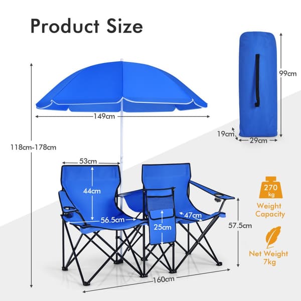 Campingsoffa, 160x55x118-178 cm, Svart