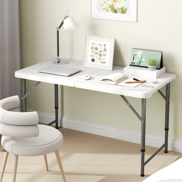 Campingbord, 122x61x50/62/74 cm, Vit