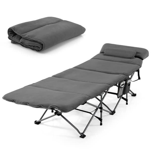 Camping seng, 185x65x41-53 cm, Grå