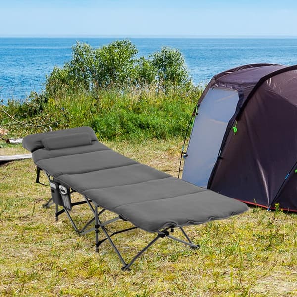 Camping seng, 185x65x41-53 cm, Grå