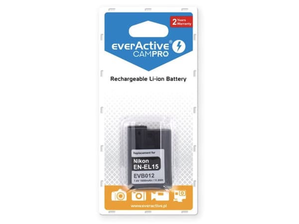 Everactive EVB012, Nikon, 1600 mAh, 7,4 V, Lithium-Ion (Li-Ion)