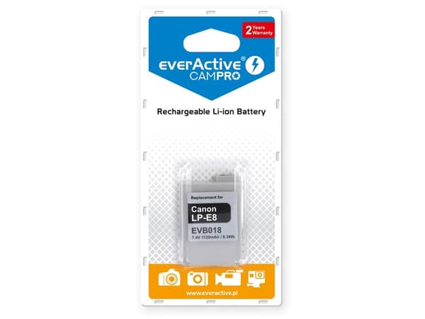 Everactive EVB018, Canon, 1120 mAh, 7,4 V, Lithium-Ion (Li-Ion)
