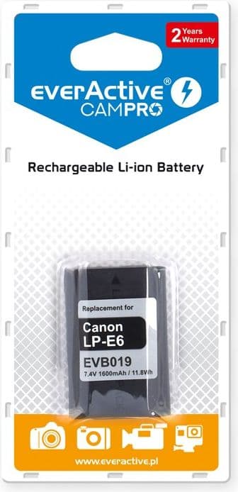 Everactive EVB019, Canon, 1600 mAh, 7,4 V, Lithium-Ion (Li-Ion)