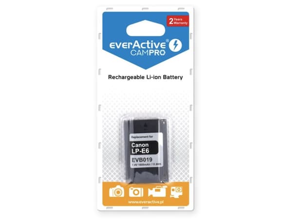 Everactive EVB019, Canon, 1600 mAh, 7,4 V, Lithium-Ion (Li-Ion)