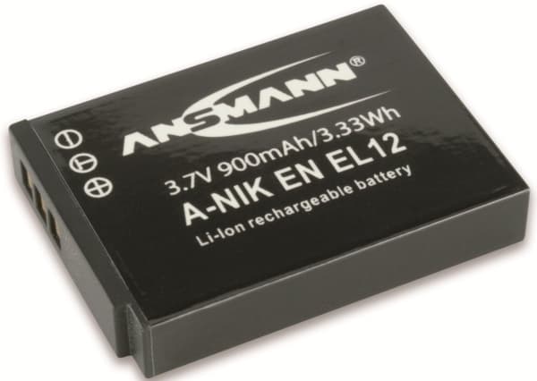 ANSMANN A-Nik EN EL 12 - Kamerabatteri - Li-Ion - 900 mAh - Nikon Coolpix A1000, A900, AW120, AW130, P340, S9600, S9900, W300; KeyMission 170, 360; N