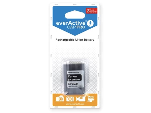 Everactive EVB021, Canon, 1600 mAh, 7,4 V, Lithium-Ion (Li-Ion)
