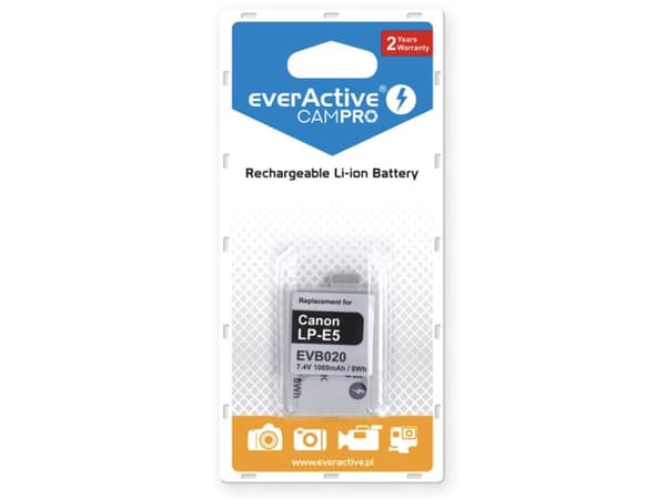 Everactive EVB020, Canon, 1080 mAh, 7,4 V, Lithium-Ion (Li-Ion)