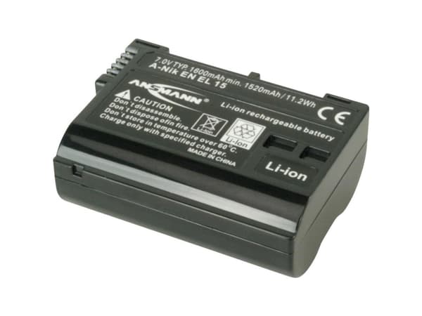 ANSMANN A-Nik EN EL 15 - Batteri - Li-Ion - 1600 mAh - for Nikon D600, D610, D7000, D7100, D7200, D750, D7500, D800, D800E, D810, D810A, Z 6II, Z7; 1