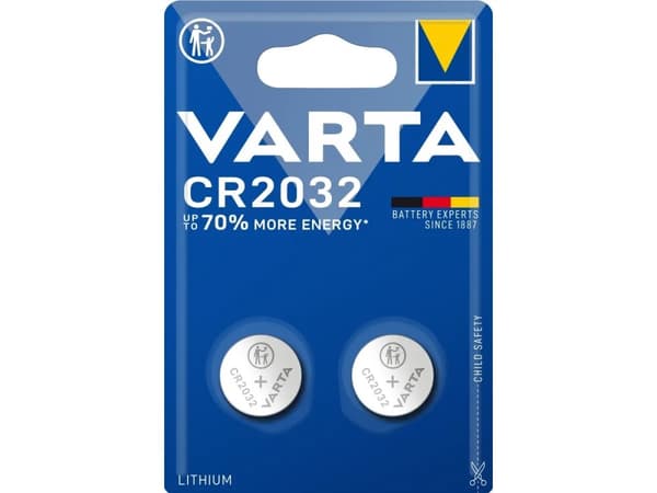 Varta 06032, Kertakäyttöinen akku, CR2032, Litium, 3 V, 2 kpl, 230 mAh