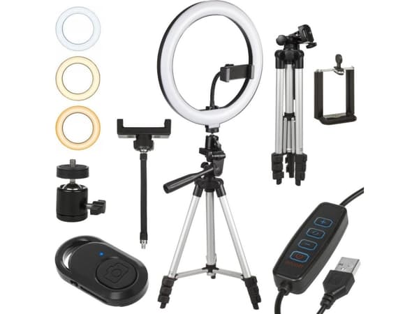 Maclean Ring Light 10'' LED 12W stativ 1.1m Maclean MCE610 självutlösare, bluetooth, färgbyte av ljuset, ändring av ljusstyrkan