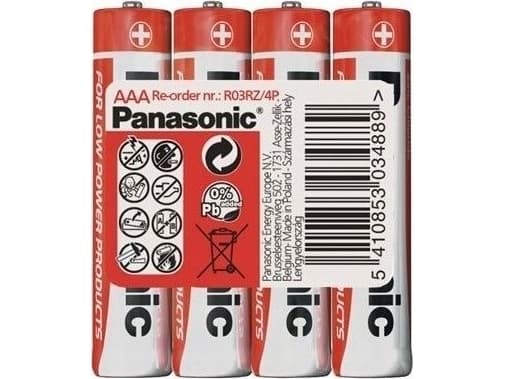 Panasonic batteri PANASONIC Sink-fargede batterier Red Zinc R03RZ/4P AAA 1,5V (krympe 4ks)