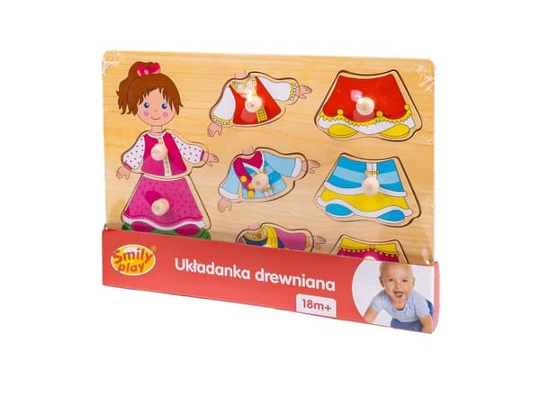Smily Play Wooden puzzle Dress up the little girl by handles