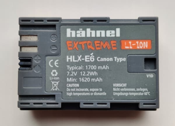 Hahnel HLX-E6NH, Canon, 2000 mAh, 7,2 V, Lithium-Ion (Li-Ion)