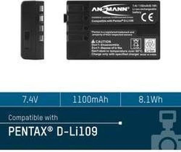 Ansmann A-Pen D-LI 109 Lithium-Ion 1100mAh 7,4V genopladeligt batteri/