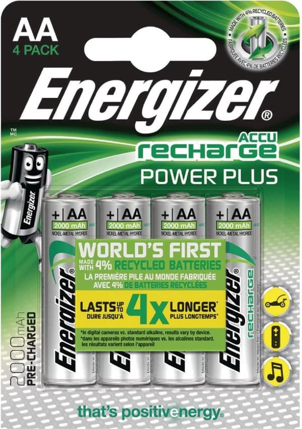 ENERGIZER GENOPLADELIGT BATTERI POWER PLUS AA HR6/4 2000mAh