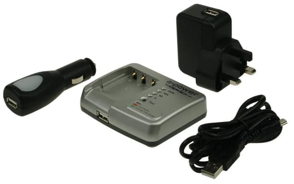 2-Power UDC0003A-DK Auto/Indendørs batterioplader Sort, Sølv batterioplader