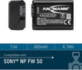 Pikkukuva 6 / 9: Ansmann A-Son NP FW 50 Lithium-Ion (Li-Ion) 900 mAh 7,4 V ladattava akku