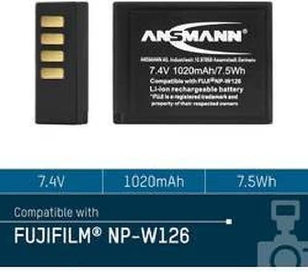 Ansmann A-FUJ NP-W 126 Lithium-Ion 1020mAh 7,4V genopladeligt batteri