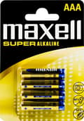 Miniatyrbillede 1 af 2: Maxell Super Alkine, LR03 / AAA batterier, alkaliske, 1,5V, 4-pak