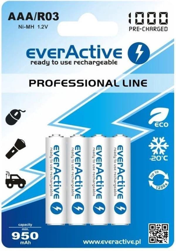 Genopladelige batterier everActive Ni-MH R03 AAA 1050 mAh Professional Line
