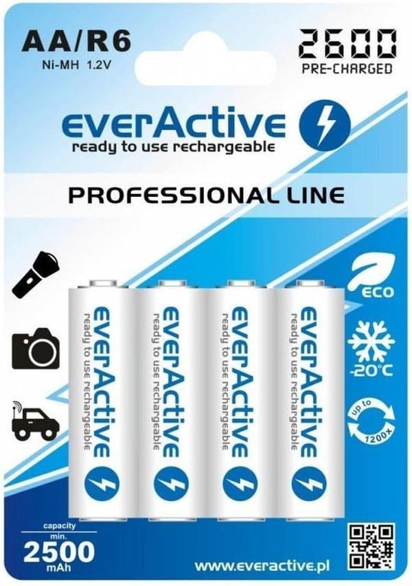 Ladattavat akut everActive Ni-MH R6 AA 2600 mAh Professional Line
