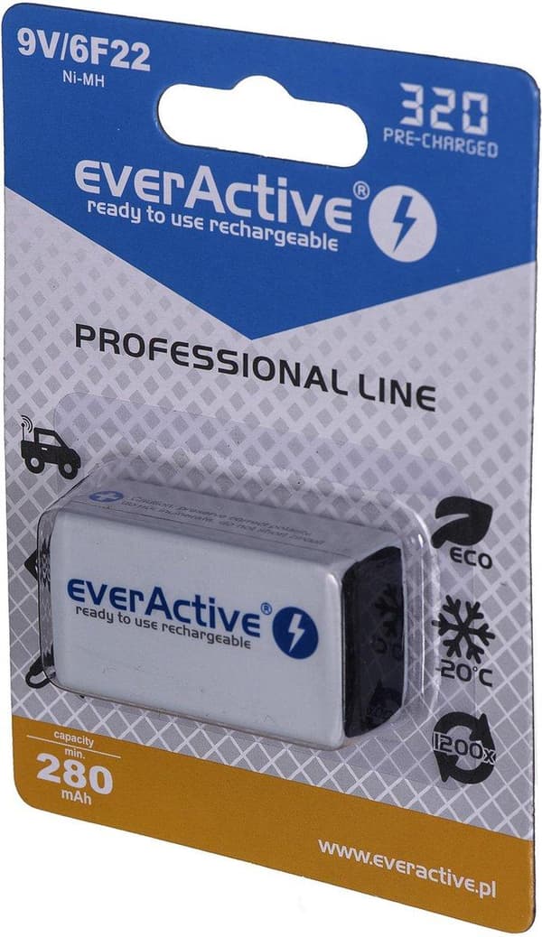 Genopladelige batterier everActive Ni-MH 6F22 9V 320 mAh Professional Line