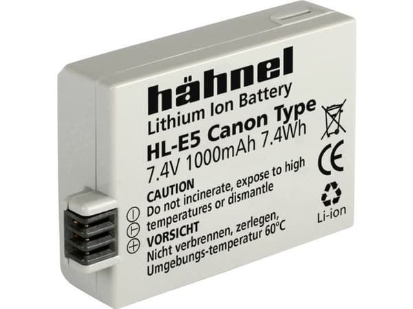 Hähnel HL-E5 - Kameran akku - Li-Ion - 1000 mAh - Canon LC-E5E; EOS 1000, 450, 500, Kiss F, Kiss X2, Kiss X3, Rebel T1i, Rebel XS, Rebel XSi, Rebel X