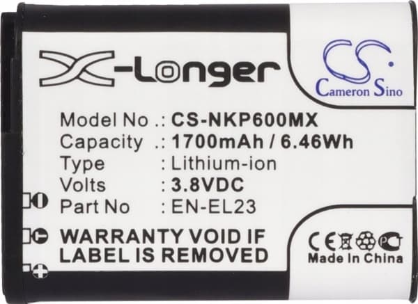 Rechargeable Cameron Sino Rechargeable Enel23/En-el23 Type Battery For Nikon