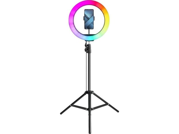 Techonic LED Ring Stream ringlampe FULL FARGE 12 tommer med telefonholder + stativ