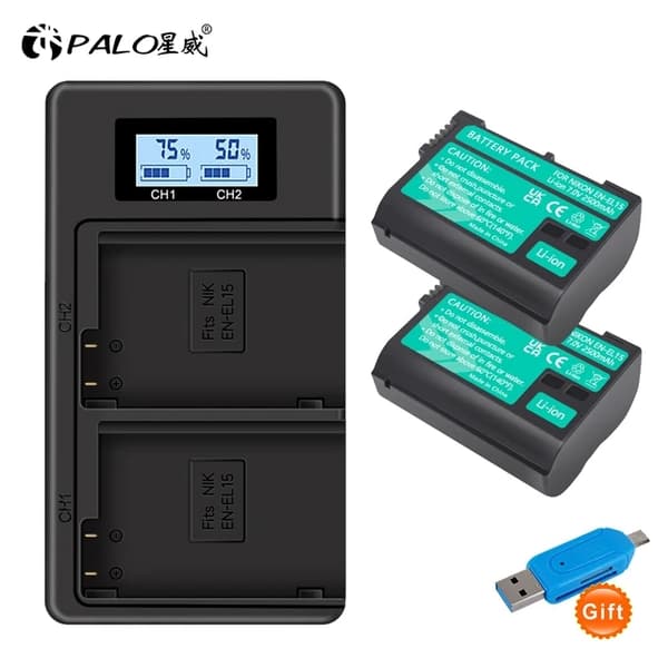 Nikon EN-EL15 Batteri, Kompatibel med D7000, D750, D810, 2 stk batteri