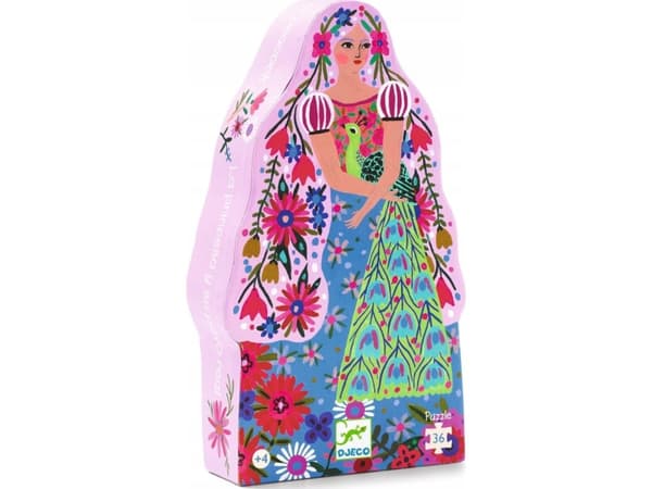 Djeco Siluetu delione - Prinsesse og påfugl (36 deler) (DJ07300) (DJ07300)
