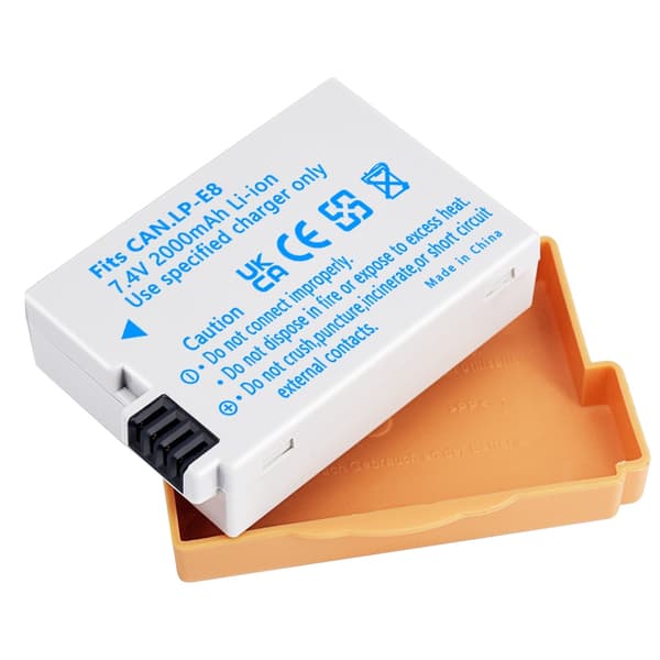 Canon LP-E8 batteri, 1800mAh kapacitet, kompatibel med Canon 550D, 600D, 650D, 700D, 2 st och laddare C