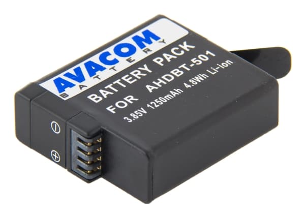 AVACOM GOPRO AHDBT-501, AABAT-001 LI-ION 3.7V 1250MAH 4.8WH, HERO 5, HERO 6 BLACK, HERO 7 BLACK, HERO 8, GoPro, 1250 mAh, 3,85 V, Lithium-Ion) (Li-Io
